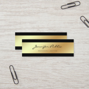 Professional Modern Elegant Black Gold Chic Mini Business Card