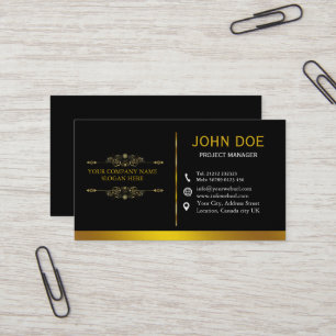 Professional Modern Elegant Black Gold Designer Business Card