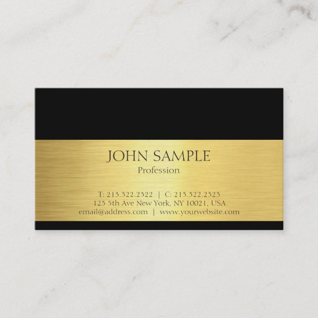 Professional Modern Elegant Black Gold Luxury Business Card (Front)