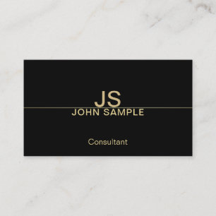 Professional Modern Elegant Black Gold Monogram Business Card