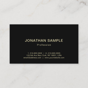 Professional Modern Elegant Black Gold Plain Luxe Business Card