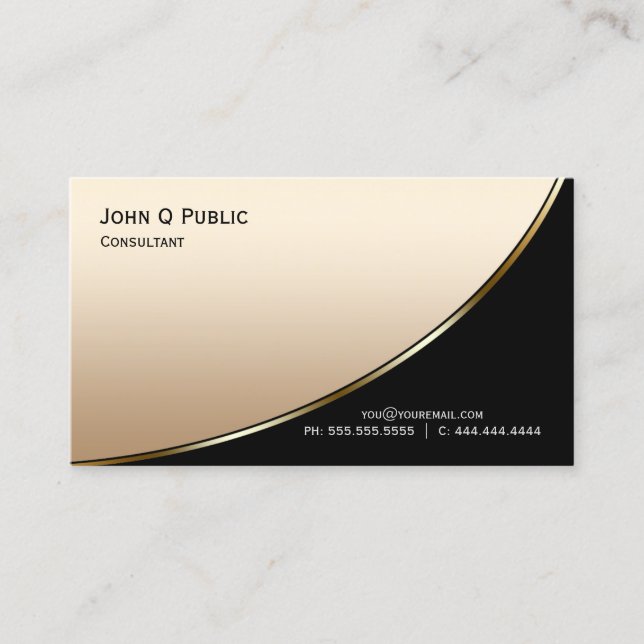 Professional Modern Elegant  Black Light Gold Business Card (Front)