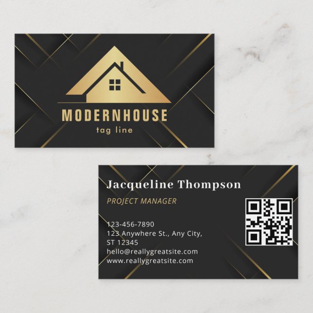 Professional Modern Elegant  Building Construction Business Card (Front/Back)