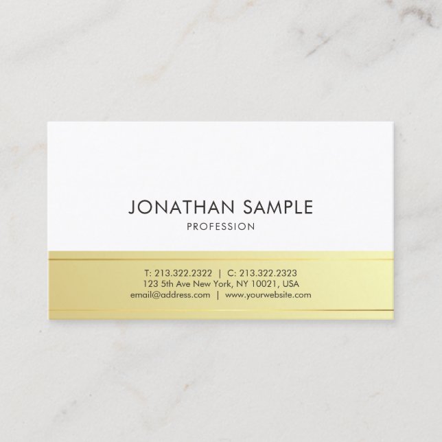 Professional Modern Elegant Design Gold Look Plain Business Card (Front)