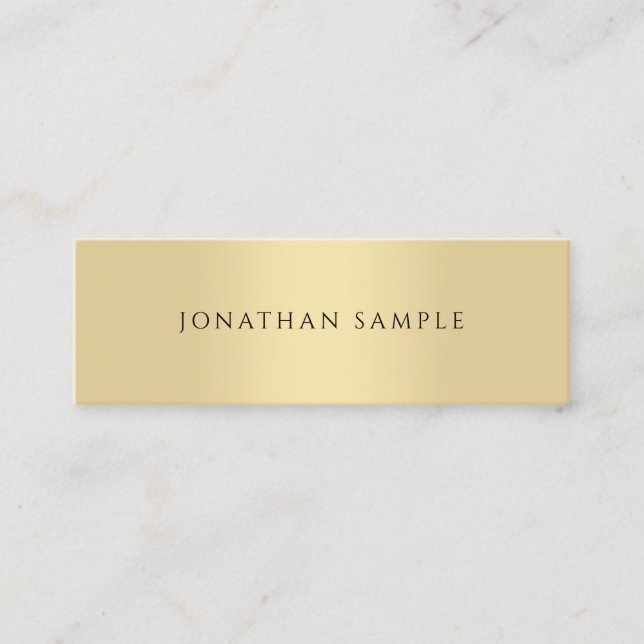 Professional Modern Elegant Faux Gold Template Mini Business Card (Front)