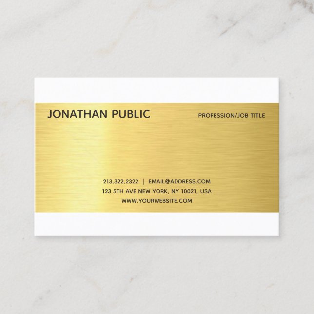 Professional Modern Elegant Gold Effect Plain Luxe Business Card (Front)
