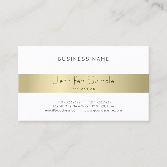 Professional Modern Elegant Gold Look Minimal Chic Business Card (Front)