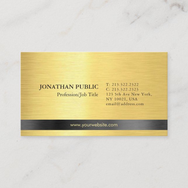 Professional Modern Elegant Gold Look Simple Plain Business Card (Front)