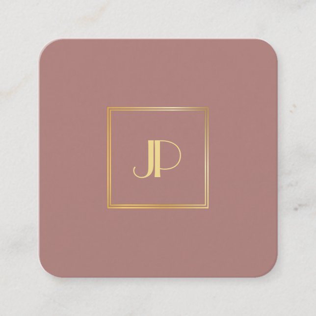 Professional Modern Elegant Gold Monogram Template Square Business Card (Front)