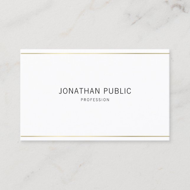 Professional Modern Elegant Gold Striped Clean Business Card (Front)