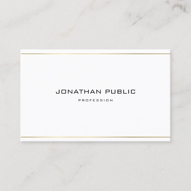 Professional Modern Elegant Gold Stripes Simple Business Card (Front)