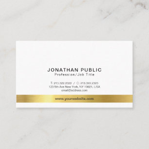 Professional Modern Elegant Gold White Simple Business Card