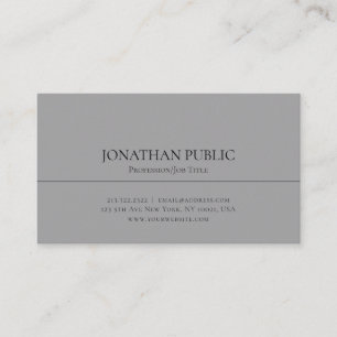 Professional Modern Elegant Grey Sleek Plain Business Card