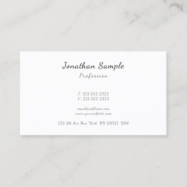 Professional Modern Elegant Hand Script Sleek Business Card (Front)
