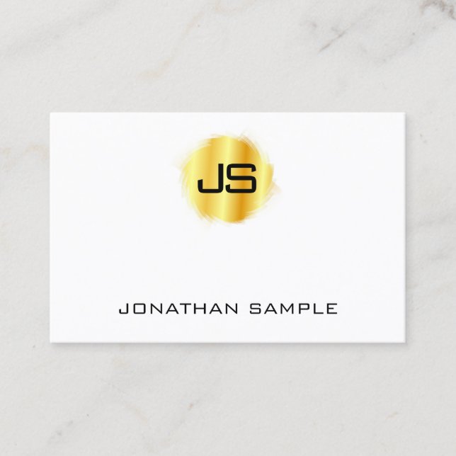 Professional Modern Elegant Monogram Faux Gold Business Card (Front)