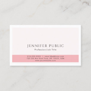 Professional Modern Elegant Pink White Simple Business Card