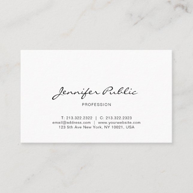 Professional Modern Elegant Plain Chic Minimalist Business Card (Front)