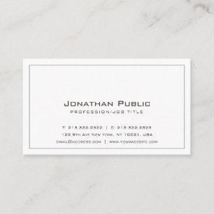 Professional Modern Elegant Plain Grey White Business Card