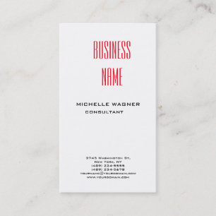 Professional Modern Elegant Red White Minimalist Business Card