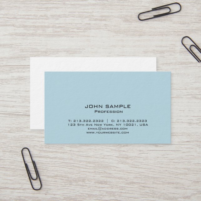 Professional Modern Elegant Simple Design Blue Business Card (Front/Back In Situ)