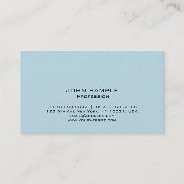 Professional Modern Elegant Simple Design Blue Business Card (Front)