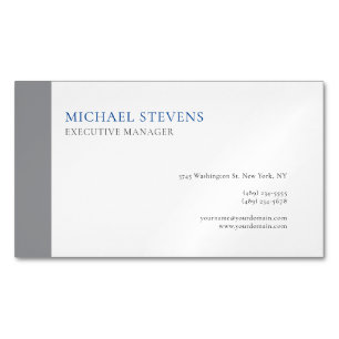 Professional Modern Elegant Simple Grey White Magnetic Business Card