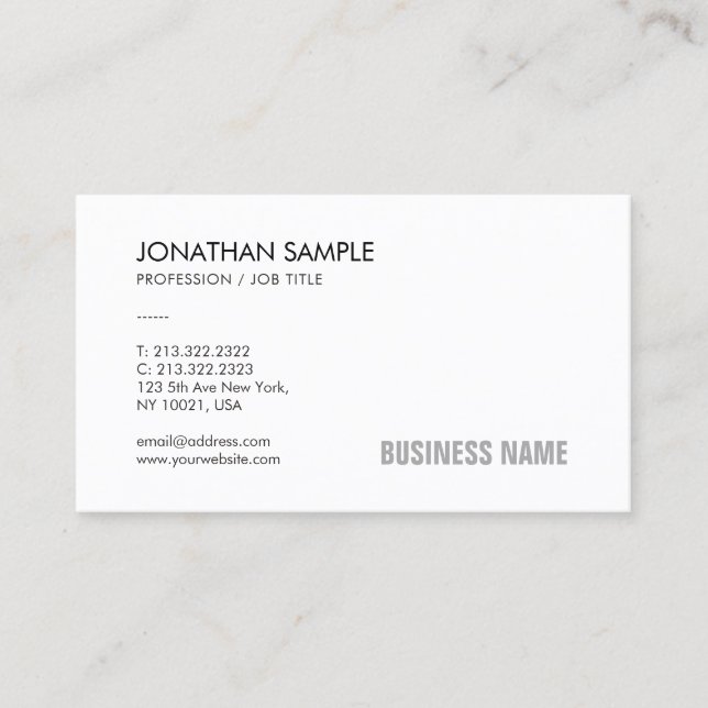 Professional Modern Elegant Simple Plain Company Business Card (Front)
