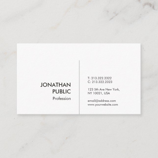 Professional Modern Elegant Simple Plain Cool Top Business Card (Front)