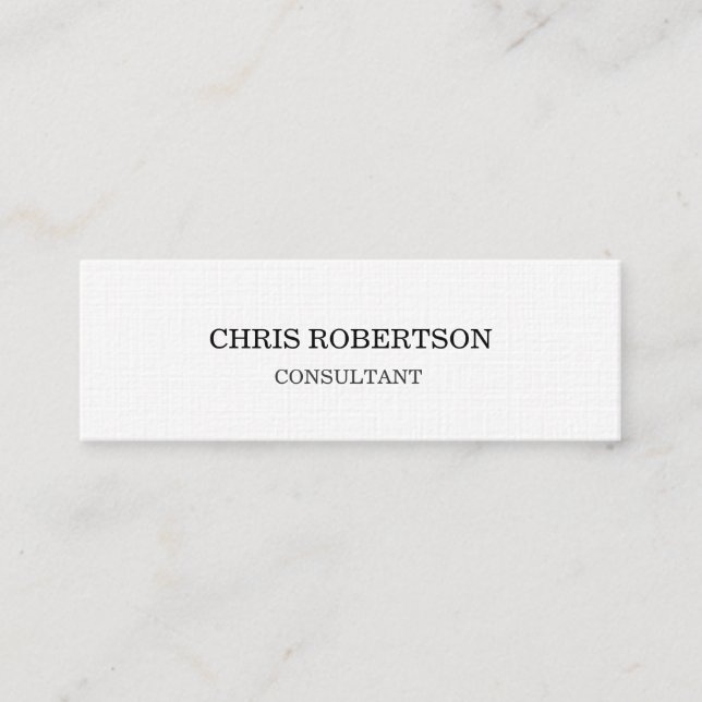 Professional Modern Elegant Simple White Mini Business Card (Front)