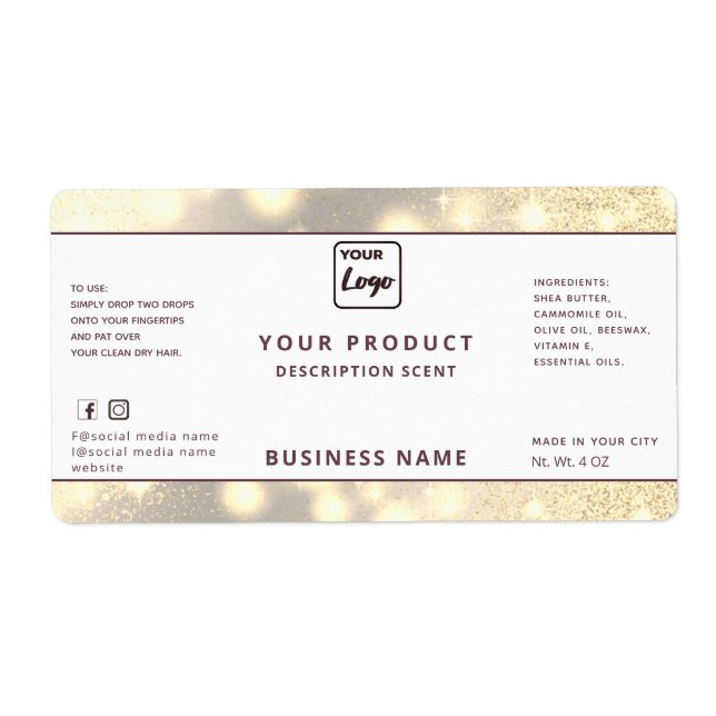 Professional modern elegant  sparkle product label (Front)