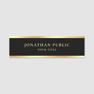 Professional Modern Elegant Template Black & Gold Name Tag