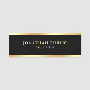Professional Modern Elegant Template Black & Gold Name Tag