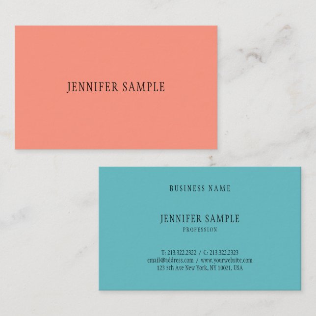 Professional Modern Elegant Trendy Colours Simple Business Card (Front/Back)
