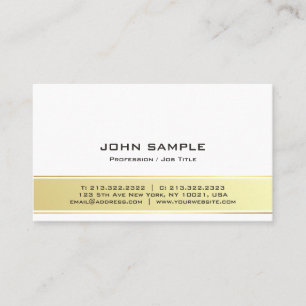 Professional Modern Elegant White and Gold Matte Business Card