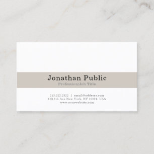Professional Modern Elegant White Beige Plain Business Card
