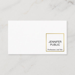 Professional Modern Elegant White Gold Chic Clean Business Card