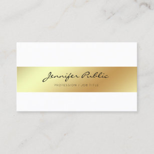 Professional Modern Elegant White Gold Chic Clean Business Card