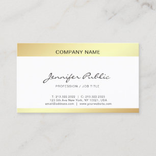 Professional Modern Elegant White Gold Chic Clean Business Card