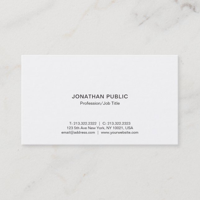 Professional Modern Elegant White Simple Company Business Card (Front)