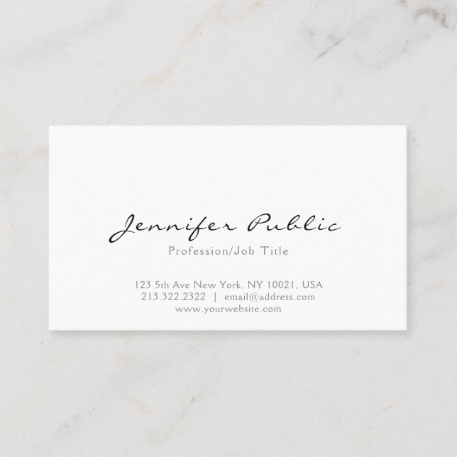 Professional Modern Elegant White Simple Plain Business Card (Front)