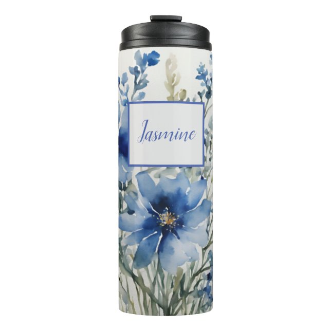 Professional Modern Floral Add Name Thermal Tumbler (Front)