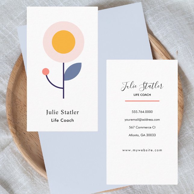Professional Modern Floral Life Coach Counseling Business Card (Creator Uploaded)