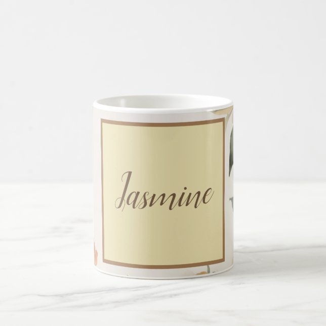 Professional Modern Floral Pastel Beige Colour Coffee Mug (Center)