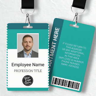 Professional Modern Geometric Teal Stripes Staff ID Badge