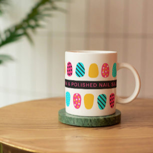 Professional Modern Girly Pink Teal Nail Salon Coffee Mug