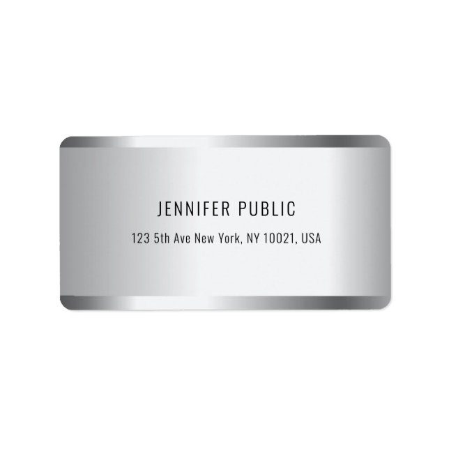 Professional Modern Glamour Silver Look Template Label (Front)