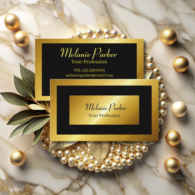 professional modern gold black simply  business card (Creator Uploaded)