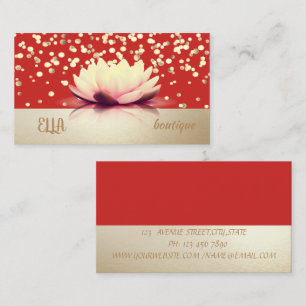 Professional Modern, Gold Confetti,Red,Lotus Business Card
