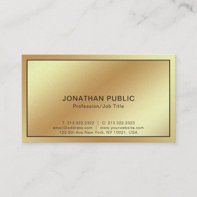 Professional Modern Gold Elegant Plain Luxury Business Card (Front)
