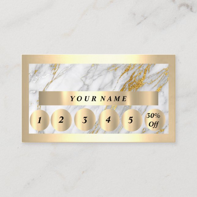 Professional Modern Gold Frame Gray Loyality Business Card (Front)